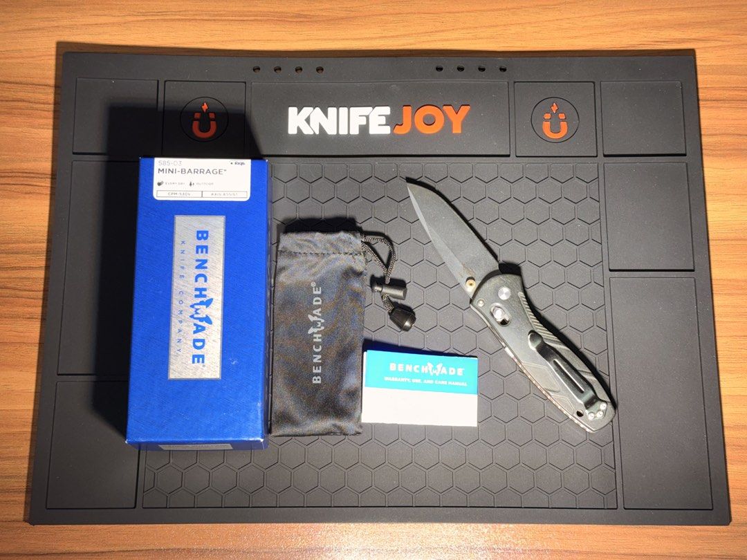Benchmade Mini Barrage 585-03 semi automatic knife (Category: Knives & Chopping Boards) located in Quezon City. Submitted by techfindsmnl (Listing ID 1433198006, Image 3). Description: Benchmade Mini Barrage 585-03 semi automatic knife S30v blade - Benchmade Mini Barrage 585-03 semi-automatic knife. - Sleek design. - High-quality materials. - Perfect for everyday carry or collectors..