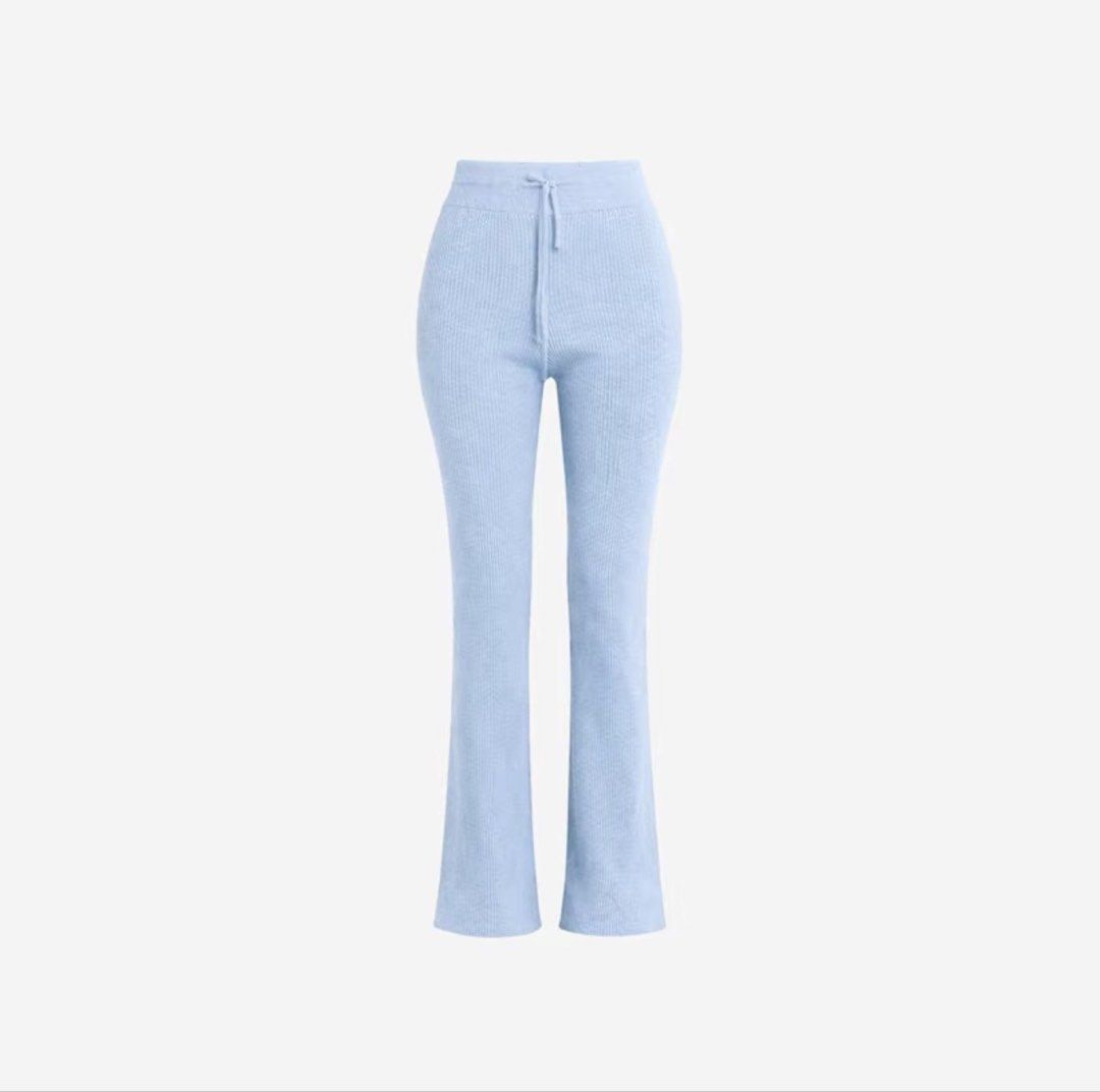 BSCO Avery Knitted Double Zip Sweater & Asher Lounge Pants (Category: Sets or Coordinates) located in Manila. Submitted by everything.haven (Listing ID 1433033641, Image 2). Description: - Baby blue knitted set - Includes double zip sweater and lounge pants - Sweater features a collared neckline - Pants have a drawstring waist and flared leg - Size: S - Waist: 26cm - Perfect for a casual and comfortable look.