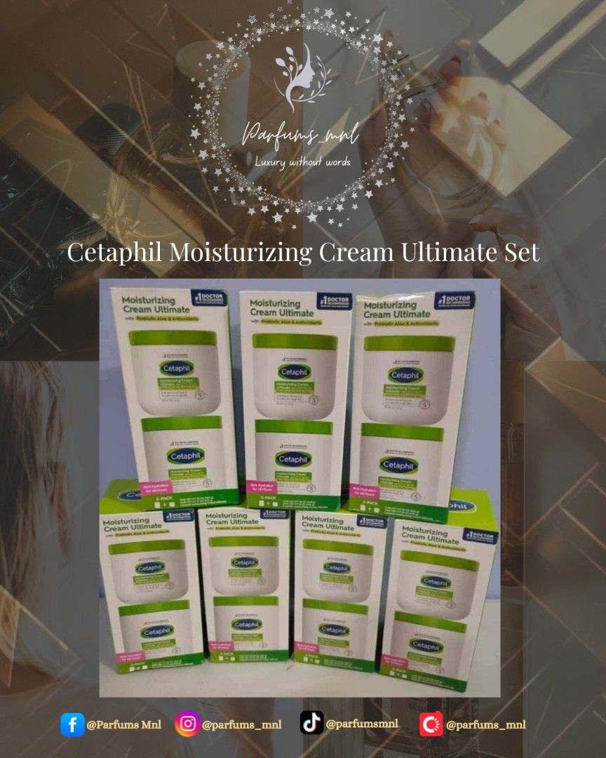 Cetaphil Moisturizing Cream Ultimate Set (Category: Bath) located in Manila. Submitted by parfums_mnl (Listing ID 1433198492, Image 1). Description: Cetaphil Moisturizing Cream Ultimate Set ❗PLS. READ❗ ⚠️Prices may change without prior notice❗ ✅All of our perfumes/products are 101% Guaranteed Original ✅Onhand Manila PH 🇵🇭 ✅ALL PICTURES ARE ACTUAL. What you see in the picture, is what you will get! ✅Prices are NEGOTIABLE, basta di lang malayo sa