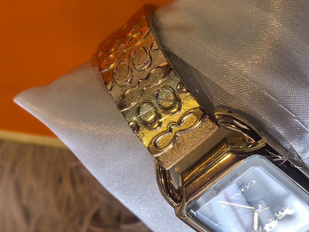 Coach Gold Rectangular Watch, Women's Fashion, Watches & Accessories ...