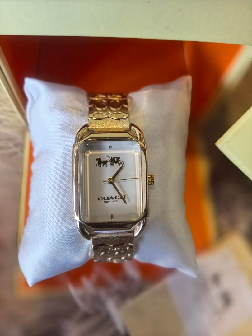 Coach Gold Rectangular Watch, Women's Fashion, Watches & Accessories ...