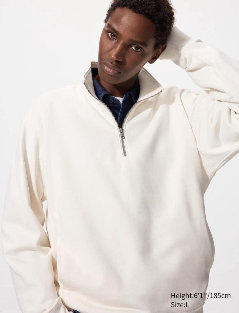 Cream-colored Quarter-Zip Sweatshirt - Size XL (Category: Coats, Jackets and Outerwear) located in Rizal. Submitted by yohan23 (Listing ID 1433206343, Image 1). Description: - Cream-colored sweatshirt - Size: L - Features a quarter-zip closure - High collar design - Long sleeves - Made of soft fabric - Versatile and simple style.