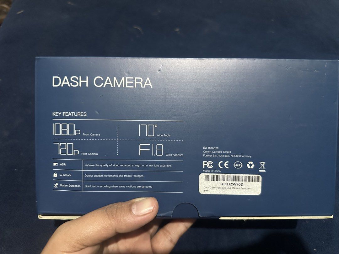 Dash Camera 1080p Front Camera (Category: Cameras) located in Mandaluyong City. Submitted by abbeyblack (Listing ID 1433176596, Image 3). Description: - 1080p front camera, 720p rear camera - 170-degree wide angle lens with F1.8 aperture - Key Features: - Motion Detection - Loop Recording - Wide Dynamic Range - G-Sensor Protection - Includes accessories and user manual.