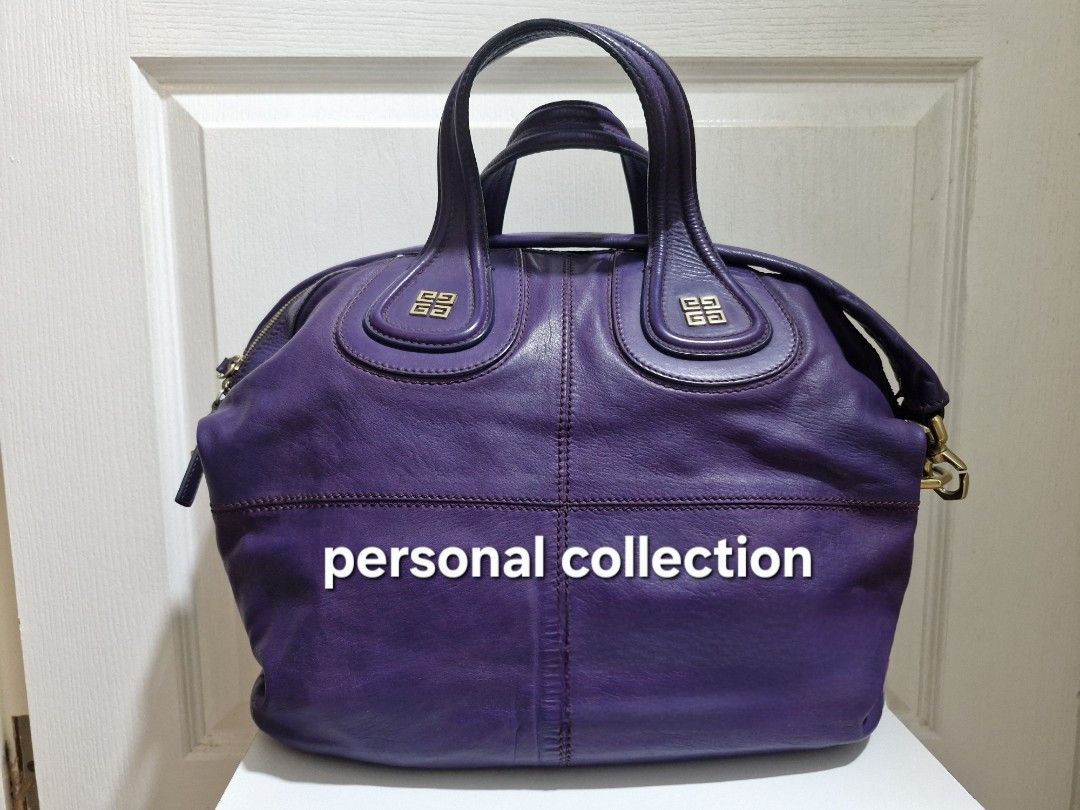 Givenchy Nightingale Handbag - Purple Authentic (Category: Luxury Bags & Wallets) located in Taguig. Submitted by shop.my.personal.collection (Listing ID 1433136230, Image 2). Description: - Givenchy Nightingale handbag - Purple color - Structured design - Top handles with shoulder strap, swatch, and Givenchy dustbag - Spacious interior - Gold-tone hardware - 8.5/10 - Authentic - Price negotiable .