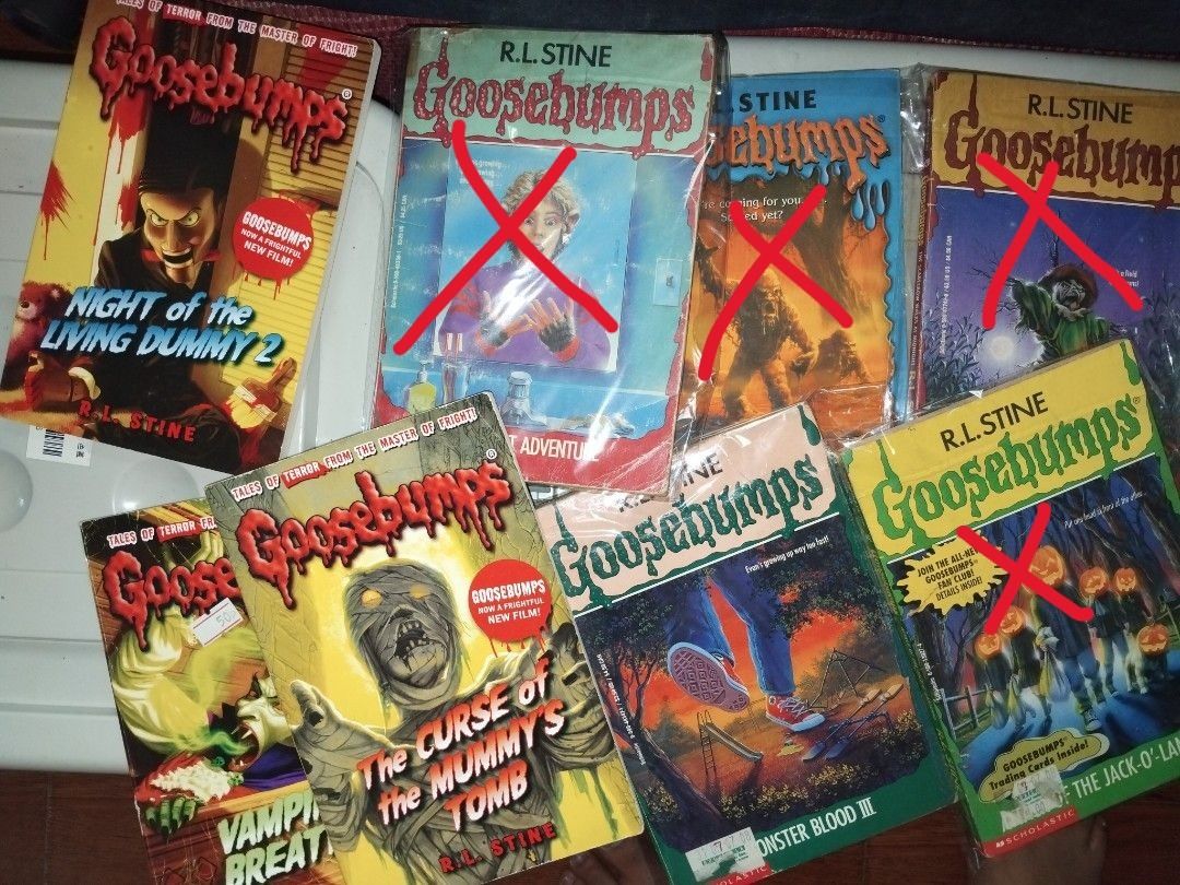 Goosebumps Book Collection Bundle [Preloved] (Category: Storybooks) located in Dasmarinas. Submitted by bluescurioucorner (Listing ID 1422716822, Image 1). Description: Goosebumps Collection sold as a set. If buying per book, PHP 85 PAYMENT FIRST POLICY. For delivery and payment MOP: Gcash MOD: JNT, Lalamove.