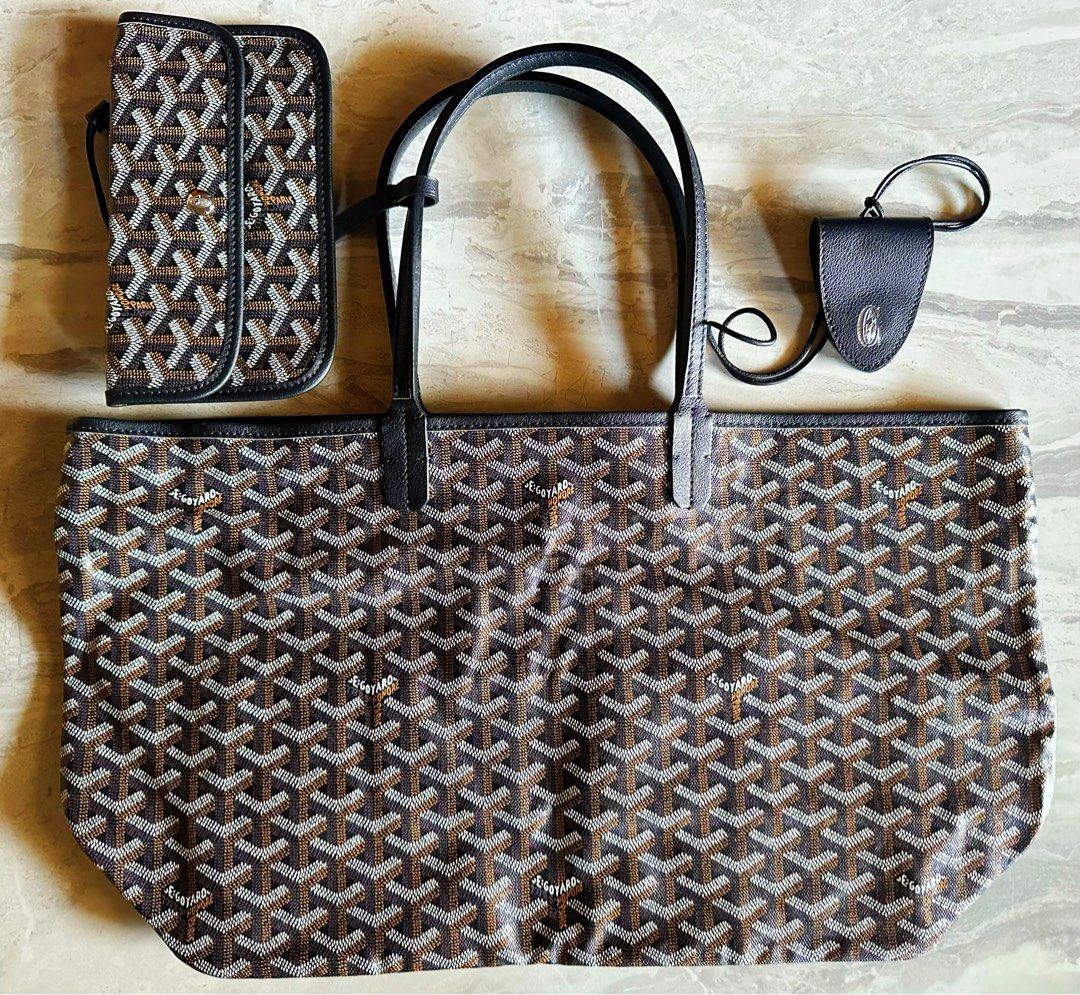 Goyard St. Louis Tote Bag (PM) (Category: Luxury Bags & Wallets) located in Bayambang. Submitted by bagaholic_co (Listing ID 1433043017, Image 1). Description: - Goyard St. Louis tote bag (pm size) - Color: Brown and Black - Includes matching pouch and card holder - Signature Goyardine pattern - Black leather handles and trim - Light beige interior - Serial number visible - No flaws - Super Lightweight - Please self authenticate - Japan-sourced -