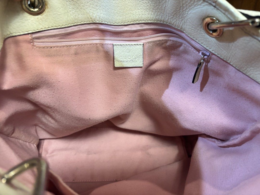 Gucci pink canvass tote (Category: Luxury Bags & Wallets) located in Imus. Submitted by bagsofblessings24 (Listing ID 1433154173, Image 3). Description: Gucci pink canvas tote Medium size, coded Very good condition Verbally authenticated by Japan buyer of preloved Intact straps and rubber lining Minor tolerable flaws - hairlines on the hardware and tiny rubs at the bottom corner, dirt in the interior Height 12 x length 9.5 x bottom 4 in Pm for ot