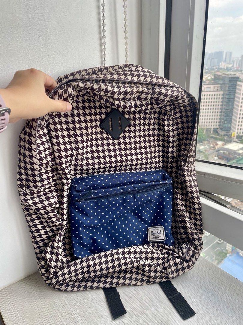 Herschel Supply Co. Heritage Backpack Houndstooth/Navy Polka Dot (Category: Backpacks) located in Quezon City. Submitted by shopgood_mnl (Listing ID 1433170478, Image 3). Description: Herschel Supply Co. Heritage Backpack Houndstooth/Navy Polka Dot - Bought in the US - May need cleaning on the exterior - Interior is on good condition, with laptop compartment .