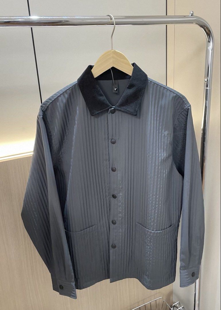 Issey Miyake style pleated coach jacket (Category: Coats, Jackets and Outerwear) located in Caloocan City. Submitted by greenboxpackaging (Listing ID 1433159931, Image 1). Description: Color gray, included some photos in different color for your design reference. Brandnew from China size Medium. Shoulder- 19inches Pits- 23inches lenght- 28inches.