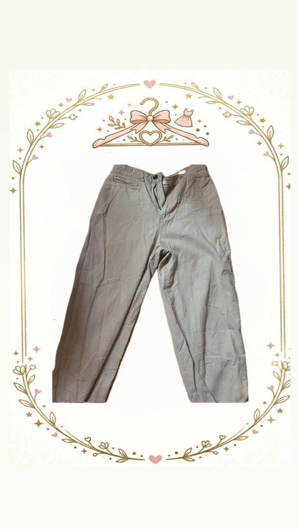 Khaki Pants low waisted baggy (Category: Other Bottoms) located in Pateros City. Submitted by pxlliix (Listing ID 1433039011, Image 1). Description: - Khaki pants - Button and zipper closure - Classic straight-leg design - Versatile neutral color - Durable fabric.