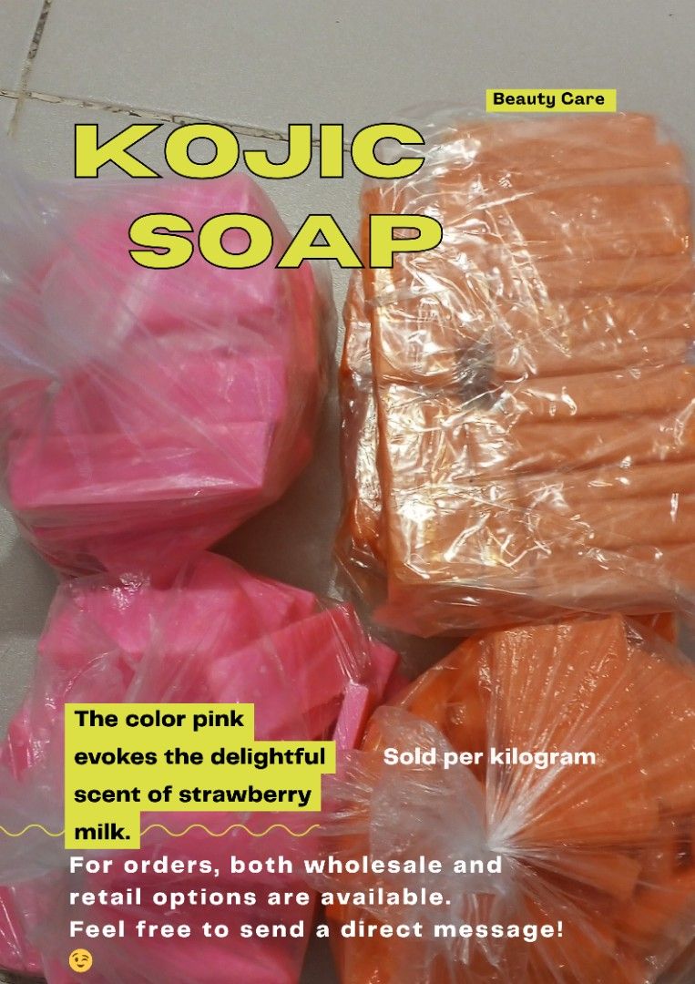 Kojic Soap - Strawberry Milk Scent (Category: Bath) located in Manila. Submitted by swshop.705 (Listing ID 1433096548, Image 1). Description: - Kojic Soap with a delightful strawberry milk scent. - Available per kilogram. - Wholesale and retail options available. - Message for orders! Sold per kl. Shipping available..