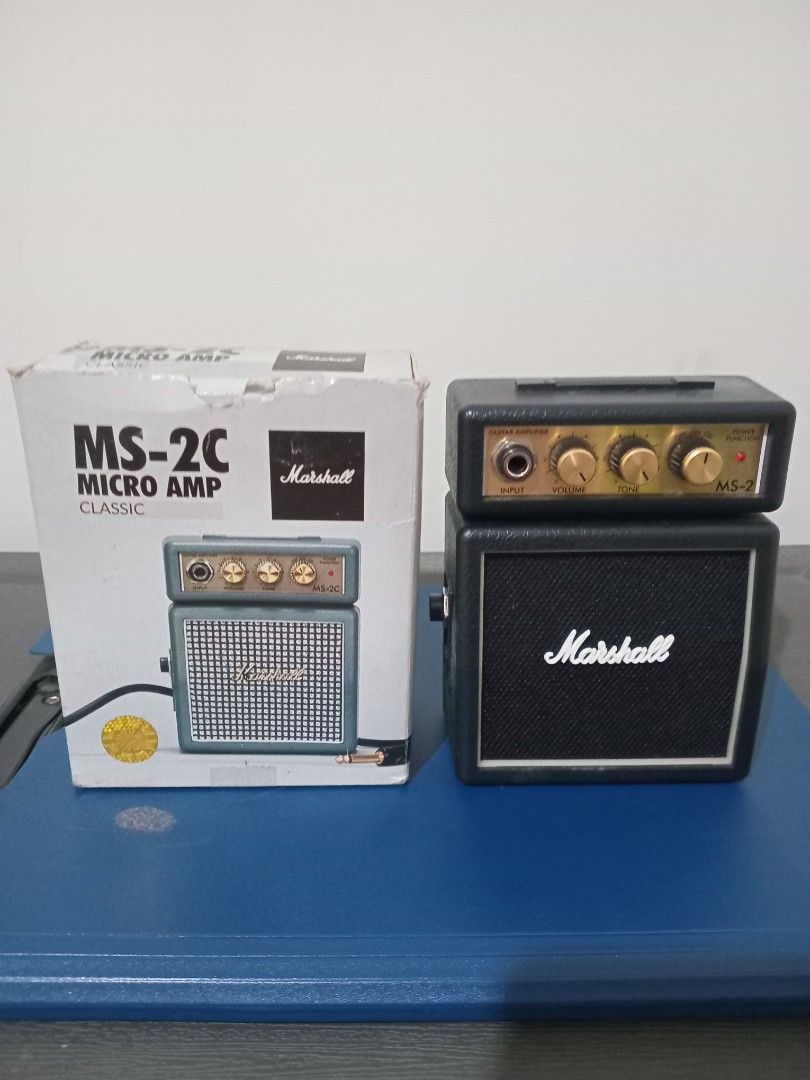 Marshall MS-2C Micro Amp (Category: Soundbars, Speakers & Amplifiers) located in Bacoor. Submitted by happydolphin.239038 (Listing ID 1433033713, Image 3). Description: - Marshall MS-2C Micro Amp - Power, Tone, and Volume Controls - Guitar Amplifier Input - Includes Original Box - Black Exterior with Marshall Logo - Small and Portable.