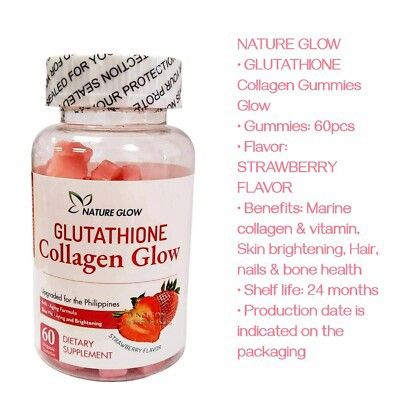 Nature Glow Glutathione Collagen Glow (Category: Health Food, Drinks & Tonics) located in Quezon City. Submitted by gonzotrickster9899 (Listing ID 1433021864, Image 1). Description: Nature Glow Glutathione Collagen Glow Strawberry Flavor is a powdered dietary supplement formulated to support skin brightening, hydration, and overall glow. It’s typically marketed as a “beauty drink” that combines antioxidants and skin-repairing ingredients in a con
