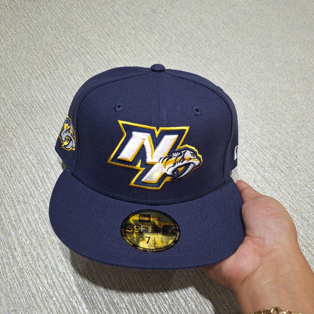 NAVY BLUE NASHVILLE PREDATOR LOGO DECEPTOR 59FIFTY FITTED CAP/HAT BY ...