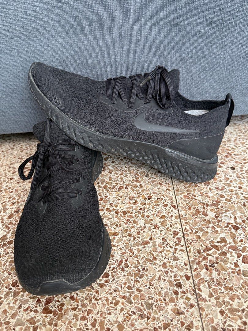 Nike Epuc React Flyknit (Category: Sneakers) located in Quezon City. Submitted by kikomikes06 (Listing ID 1433053657, Image 2). Description: Triple black Lightweight, breathable, supportive that fits like a sock. Fact foam midsole. True to size No box. .
