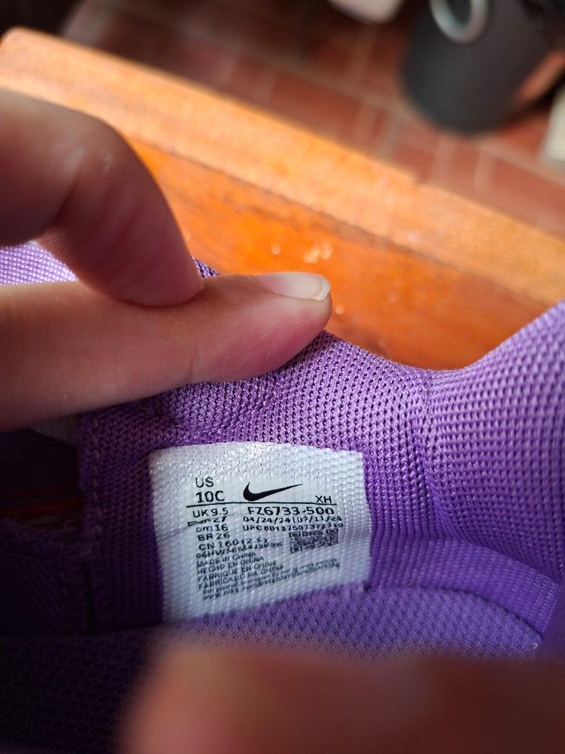 Nike Giannis Immortality 4 Kids Shoes (Category: Babies & Kids Fashion) located in Meycauayan. Submitted by gegellie22 (Listing ID 1433096324, Image 3). Description: - Nike Giannis Immortality 4 kids shoes - Color: Purple - Size: US 10C - Easy on/off with hook-and-loop strap - White sole - Pink Nike swoosh - Unique wavy design on the upper.