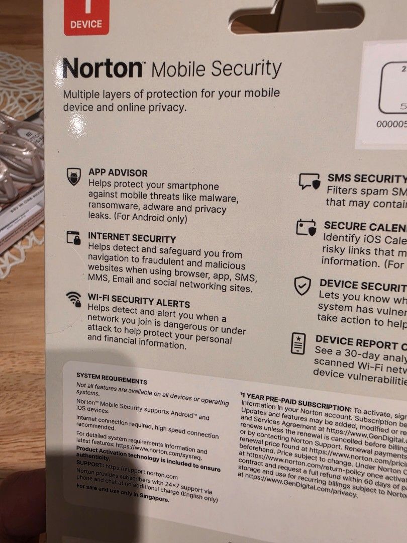 Norton Mobile Security - 1 Year Subscription444802364867225601