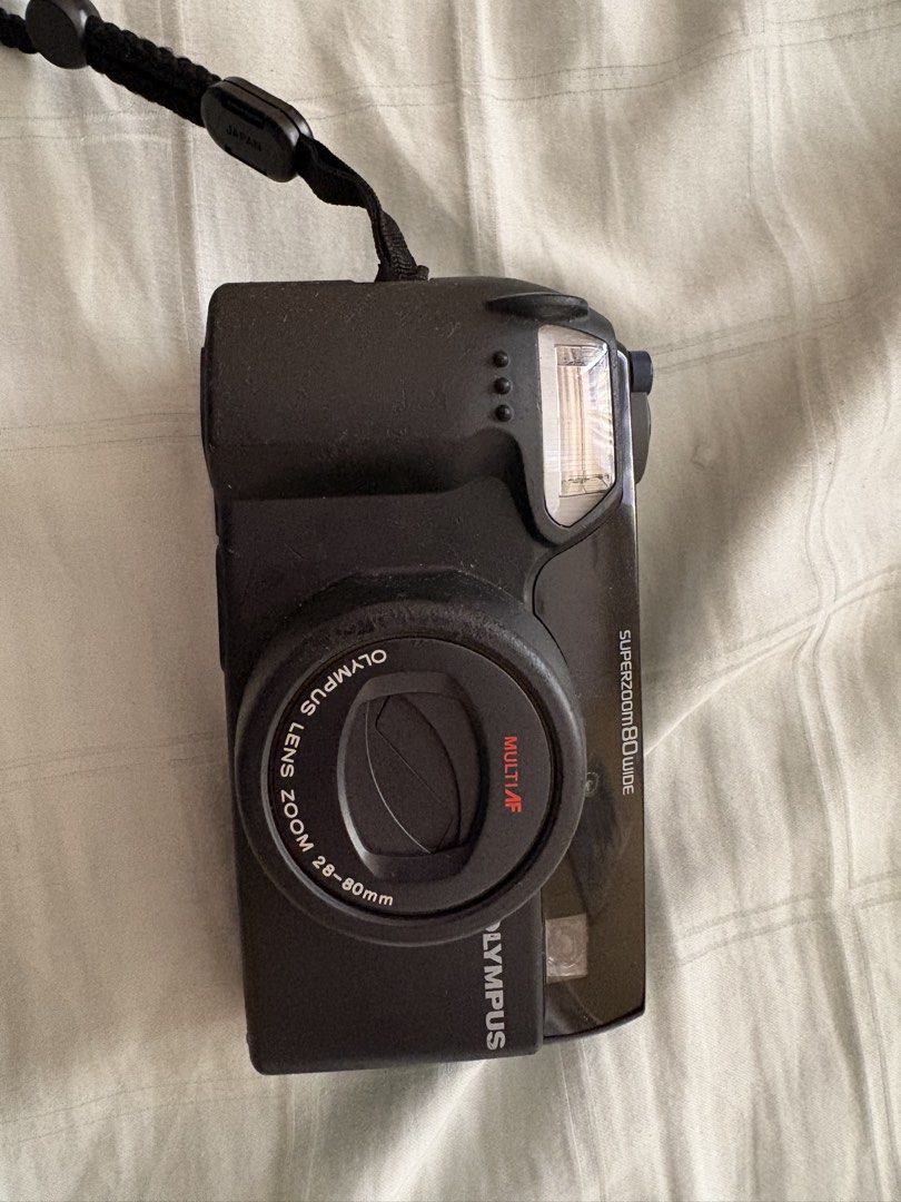 Olympus Superzoom 80 Wide Film Camera (Category: Cameras) located in Manila. Submitted by fiercephoenix.63e29d (Listing ID 1433081483, Image 1). Description: - Olympus Superzoom 80 Wide film camera - As is. No batteries. No sample shots. Not tested. - 28-80mm zoom lens - Built-in flash - Includes strap and original box - Quartz Date function - Made in Japan.