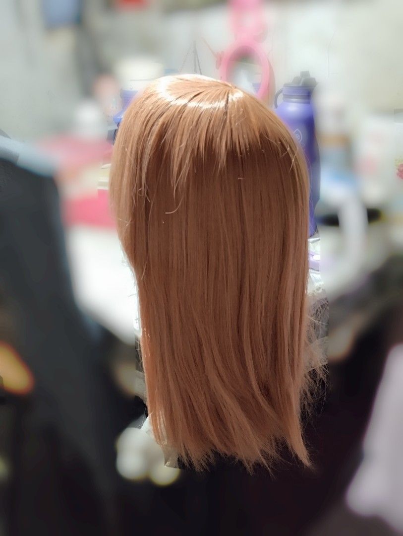 Peach-colored Wig (Category: Hair Accessories) located in Manila. Submitted by kowzi (Listing ID 1433096543, Image 1). Description: Mop: Maya / Maribank SF: Shouldered by buyer - Used for angel devil - Long wig - Perfect for cosplay and costumes.