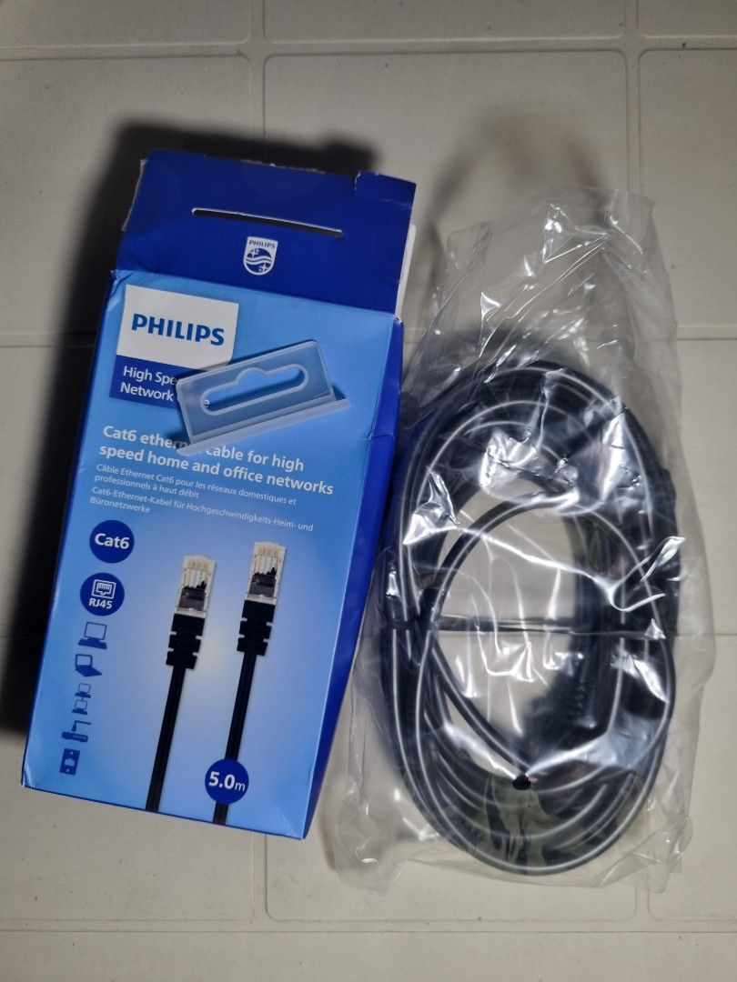 Philips Cat6 Ethernet LAN Cable RJ45 Cable (Category: Chargers & Cables) located in Quezon City. Submitted by declutter_bugg (Listing ID 1433097827, Image 3). Description: Box and item just opened, but never used. Rfs: shorter than what I needed Length: 5m Color: black You may refer to Philips stores for more reference .