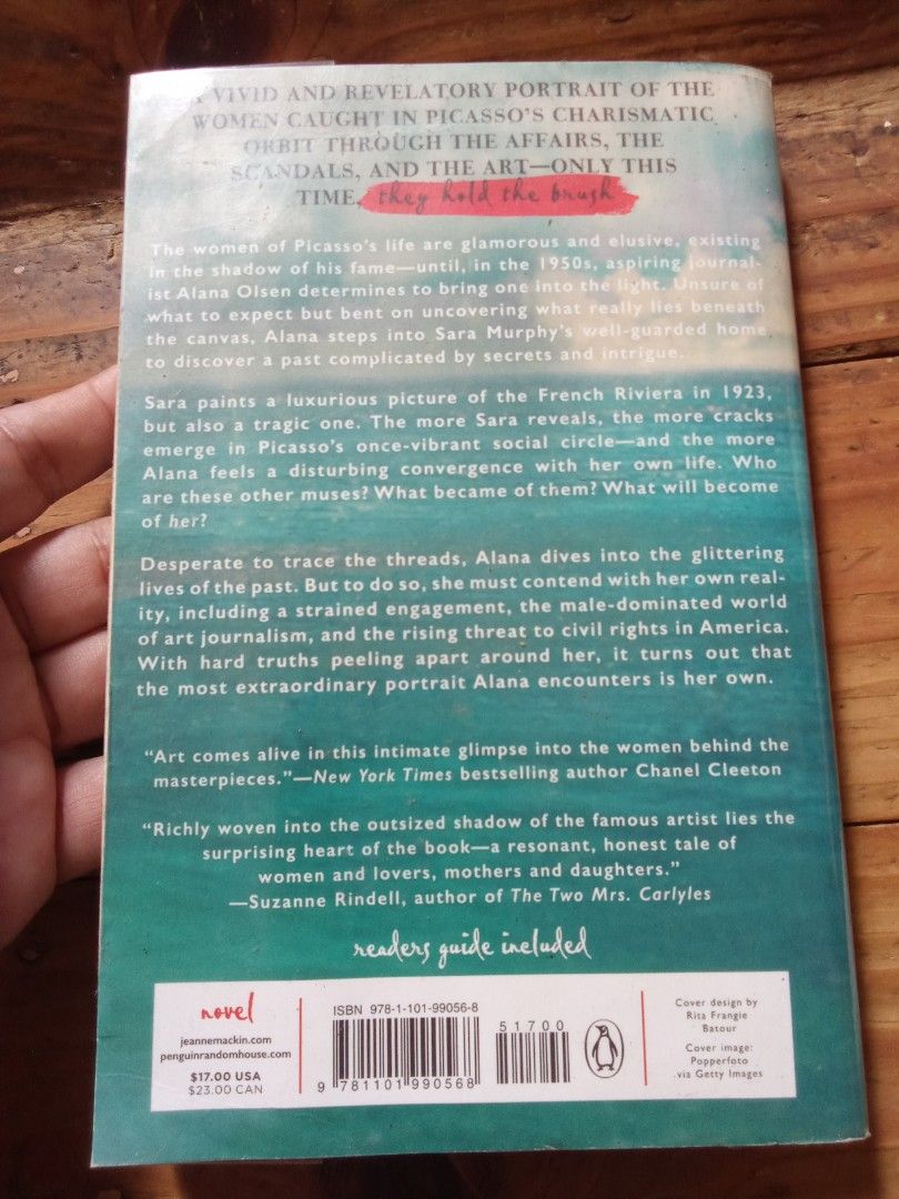 Picasso's Lovers by Jeanne Mackin (Category: Storybooks) located in Pasig City. Submitted by teebeedeee (Listing ID 1433008254, Image 2). Description: - Title: Picasso's Lovers by Jeanne Mackin - Genre: Novel - Subject: Explores the lives of women in Picasso's life - Features: Includes a reader's guide - Cover: Features a couple - Summary: Detailed story summary on the back cover preowned softcover copy complete pages plastic covered.pages have s