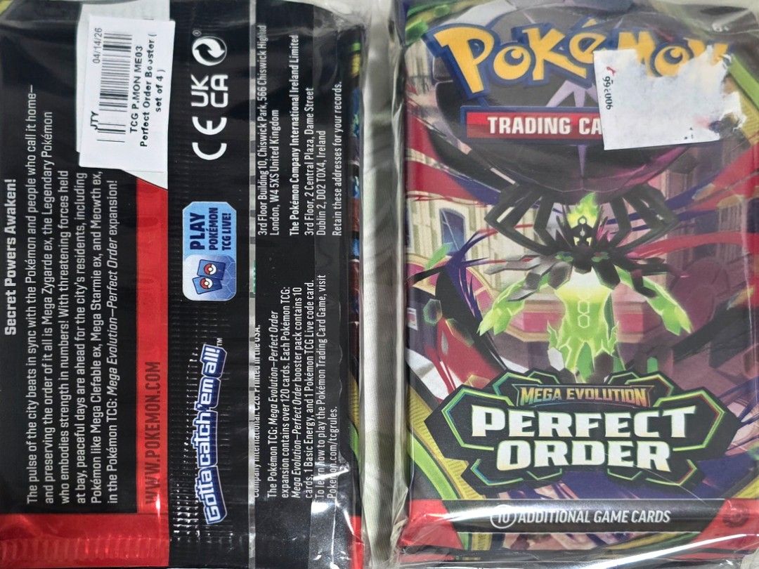 Pokemon Cards (Category: Card Packs) located in Manila. Submitted by atsatsats (Listing ID 1433140757, Image 1). Description: - Sealed Pokemon TCG Mega Evolution Perfect Order booster pack. - Contains 10 game cards. - Great for collectors and players! - 8 packs in total - 350 each or 1400 for 4 pcs. - Location : Pasig or Pasay during workdays..
