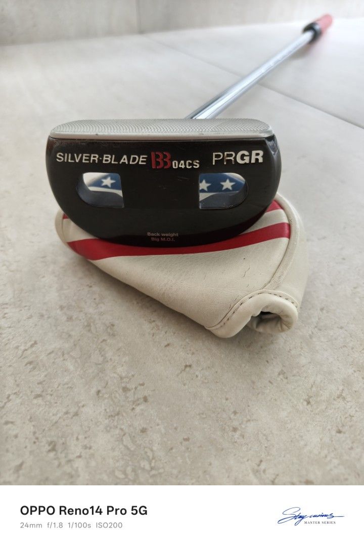 PRGR Silver Blade B3 04CS Golf Putter (Category: Golf) located in Singapore. Submitted by jlsicc (Listing ID 1433030727, Image 2). Description: - PRGR Silver Blade B3 04CS golf putter - Red and white grip with "Ultimate" print - Includes head cover - Cash only. No digital payment. .