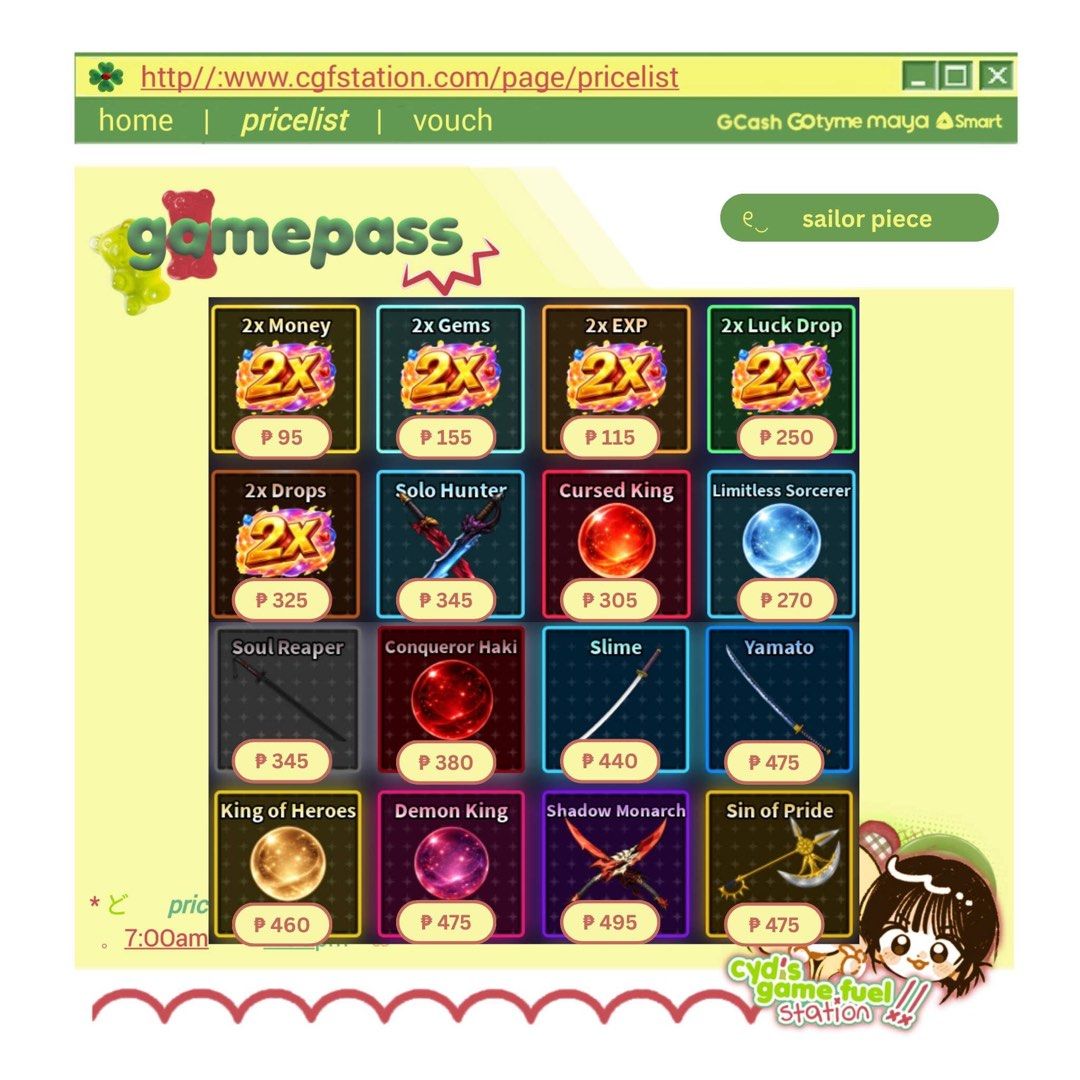 robux & gamepasses via gifting (Category: In-Game Products) located in Teresa. Submitted by scydiewz (Listing ID 1433010968, Image 2). Description: u can message us in our facebook page: cyd’s game fuel station (with 2,600 followers) available robux and also the gamepasses via gifting! .