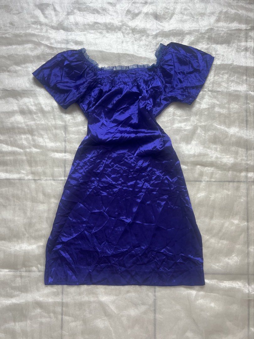Royal Blue Plain Satin Dress (Category: Undergarments & Loungewear) located in Quezon City. Submitted by mei_declutters (Listing ID 1433162276, Image 1). Description: Royal Blue Satin Mini Dress Brand: —— Size: S-L Flaws: few runs, not super kinis .