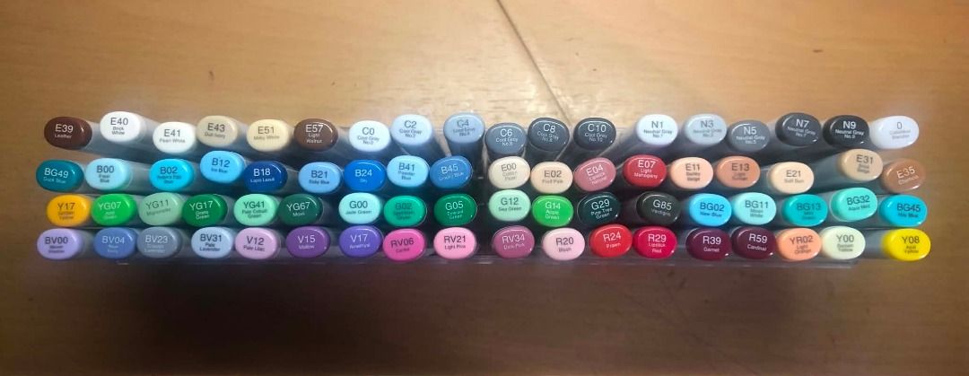 Preloved Copic Sketch Markers (Category: Craft Supplies & Tools) located in Caloocan City. Submitted by jav_cal (Listing ID 1433094828, Image 2). Description: SECOND-HAND Copic Sketch Markers - Can be sold individually or as a set, though some markers have dried up already Red Lines = Sold Out RFS: Graduated already, need to declutter and pass it to someone else who needs to use them :) DISCLAIMER: 1. Color Swatch Sample may not be completely acc