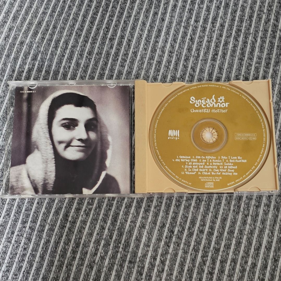 Sinead O'Connor - Universal Mother CD (Category: CDs & DVDs) located in Singapore. Submitted by strangecell (Listing ID 1433141821, Image 2). Description: Many more Various Genres: https://www.carousell.sg/p/1253907759 Disco/Funk/Soul/Easy Listening/ Lounge/Jazz/Chill-out: https://carousell.com/p/1028943398 Electronic Dance, EDM, DJ Mix: https://carousell.com/p/1035784902 *************************************** Self-collect at Area Serangoon Cent