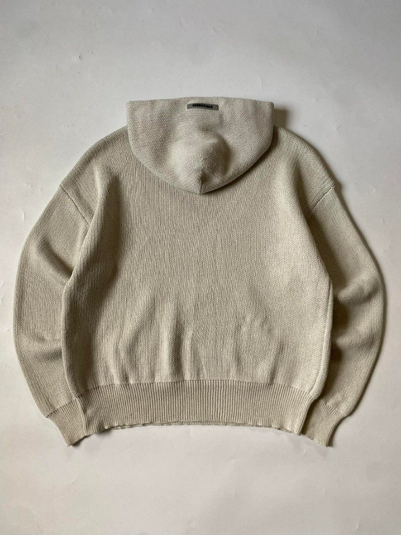 SS21 Fear of God Knit Hoodie Light Oatmeal (Category: Hoodies) located in Baguio. Submitted by themgarbage (Listing ID 1433038451, Image 2). Description: Condition:Great Size Tag:S Width:26 Length:29 Shoulder:26.5 Sleeve:24.