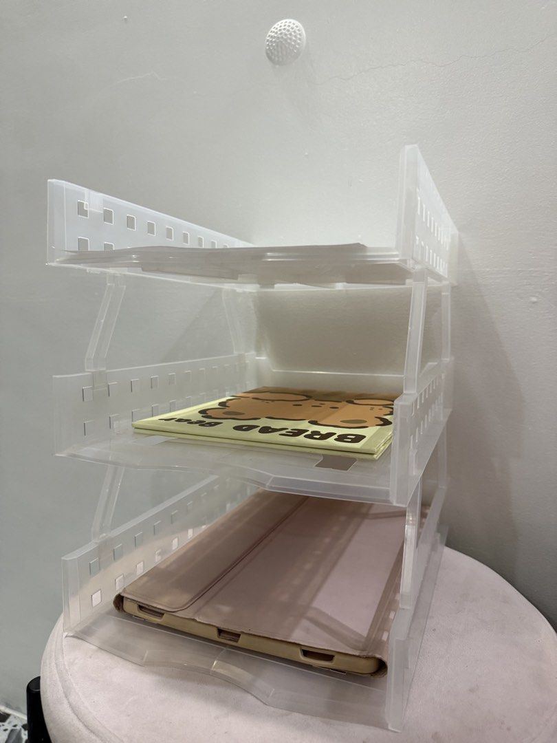 Stackable Desk Paper Organizer (Category: Storage Boxes & Baskets) located in Angeles City. Submitted by chipp15 (Listing ID 1433157122, Image 1). Description: - Stackable desk organizer - Features three clear white trays - Perfect for papers, notebooks, and office supplies - Easy access to items - Maximizes desk space - Practical and stylish design - Negotiable .