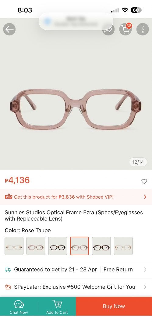 Sunnies Studios Optical Frame Ezra Rose Taupe (Category: Sunglasses & Eyewear) located in Caloocan City. Submitted by silverfire-9a5d (Listing ID 1433132481, Image 1). Description: - Sunnies Studios Optical Frame Ezra - Color: Rose Taupe - Includes eyeglasses and case - Frame Shape: Rectangular - Case Color: Beige with embossed brand name - Lenses: Replaceable.