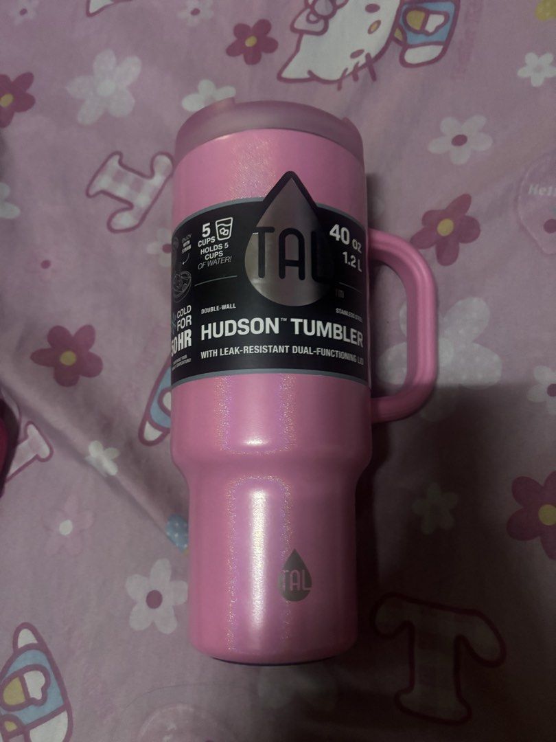 TAL Hudson Tumbler 40oz (Category: Water Bottles & Tumblers) located in Mandaluyong City. Submitted by izeehnflauta (Listing ID 1433166472, Image 1). Description: - 40oz TAL Hudson Tumbler - Double-wall insulation - Keeps drinks cold for up to 60 hours - Convenient handle - Flip-up lid for easy sipping - Smart seal for straw use - Holds up to 5 cups.