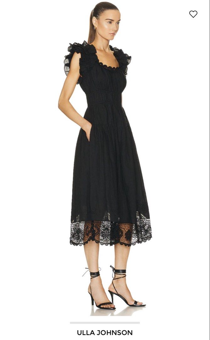 Ulla Johnson Leona Dress - Noir (Category: Dresses) located in Caloocan City. Submitted by istyleph (Listing ID 1433177450, Image 3). Description: Elegant black Leona dress by Ulla Johnson. Features a flattering silhouette with a fitted bodice and a flowing skirt. The dress has ruffled sleeves and a delicate lace trim at the hem. Perfect for special occasions or a chic everyday look. Made from high-quality fabric for a comfortable fit. No flaws I