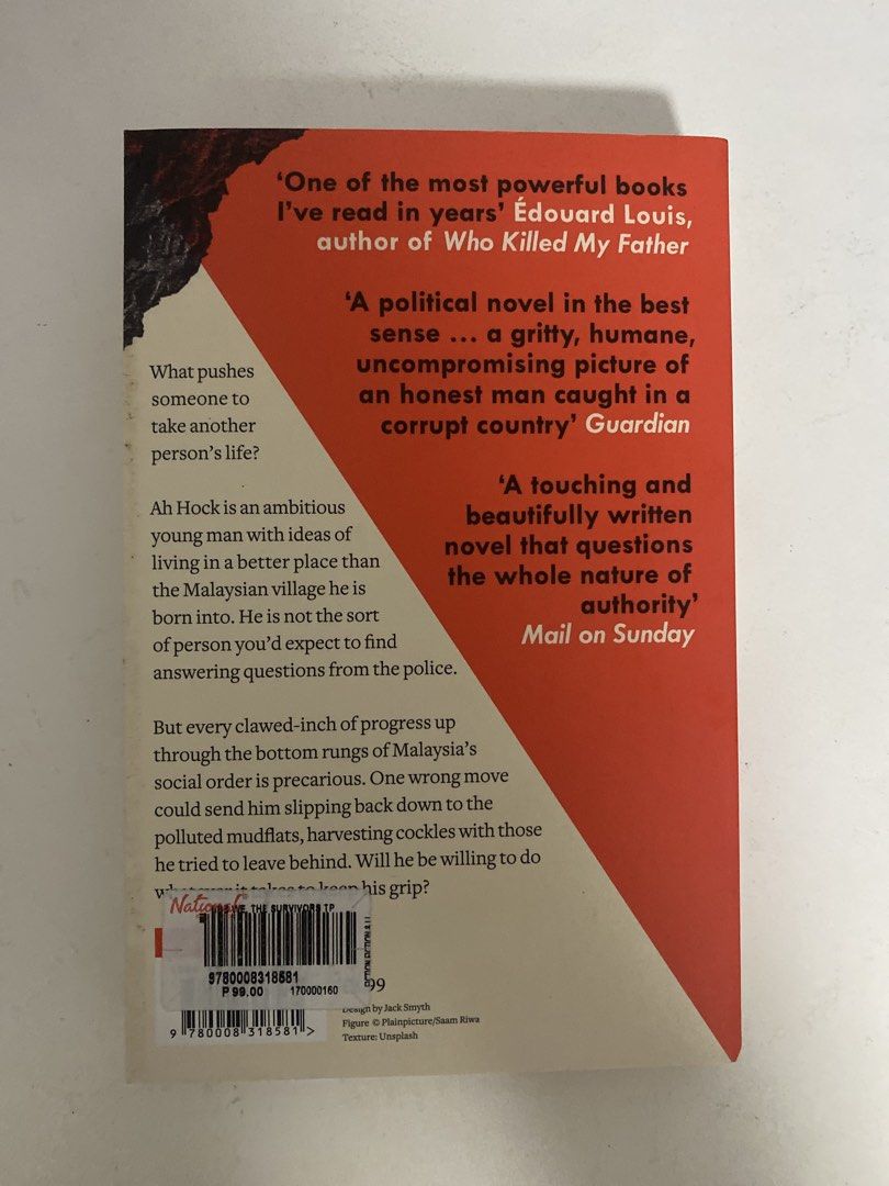 We, the Survivors by Tash Aw (Category: Storybooks) located in Paranaque City. Submitted by ceerca (Listing ID 1433087238, Image 2). Description: - "We, the Survivors" by Tash Aw available. - A compelling political novel. - Explores themes of honesty and corruption. - From the bestselling author of "Five Star Billionaire". - Includes quotes from Tahmima Anam and Edouard Louis. - Features a striking cover with a diver..