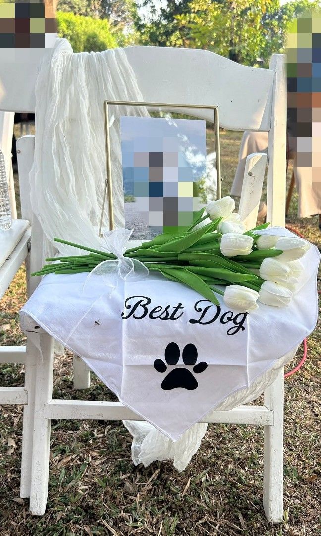White artificial tulip bouquet (Category: Flowers & Bouquets) located in Mandaluyong City. Submitted by thriftythirty (Listing ID 1433038812, Image 2). Description: Can be used as a hand-held bouquet or for a memorial chair Also for sale: White dress, white fabric runner (for memorial chair) #wedding #prenup.