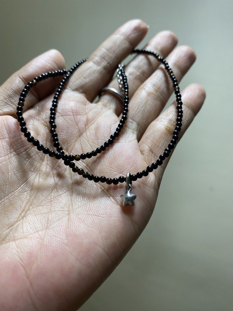 Black Onyx Necklace with Star Charm (Category: Necklaces) located in General Trias. Submitted by artycles (Listing ID 1429706931, Image 2). Description: Available for pre order‼️ Onyx Beads with Star Charm Necklace - stainless steel star charm, lock and extender - 40cm to 45cm Available charms: - Butterfly 🦋 - Heart ♥️ - Crescent 🌙 - Star ⭐️ #diynecklace #OnyxBlack #onyxstone.