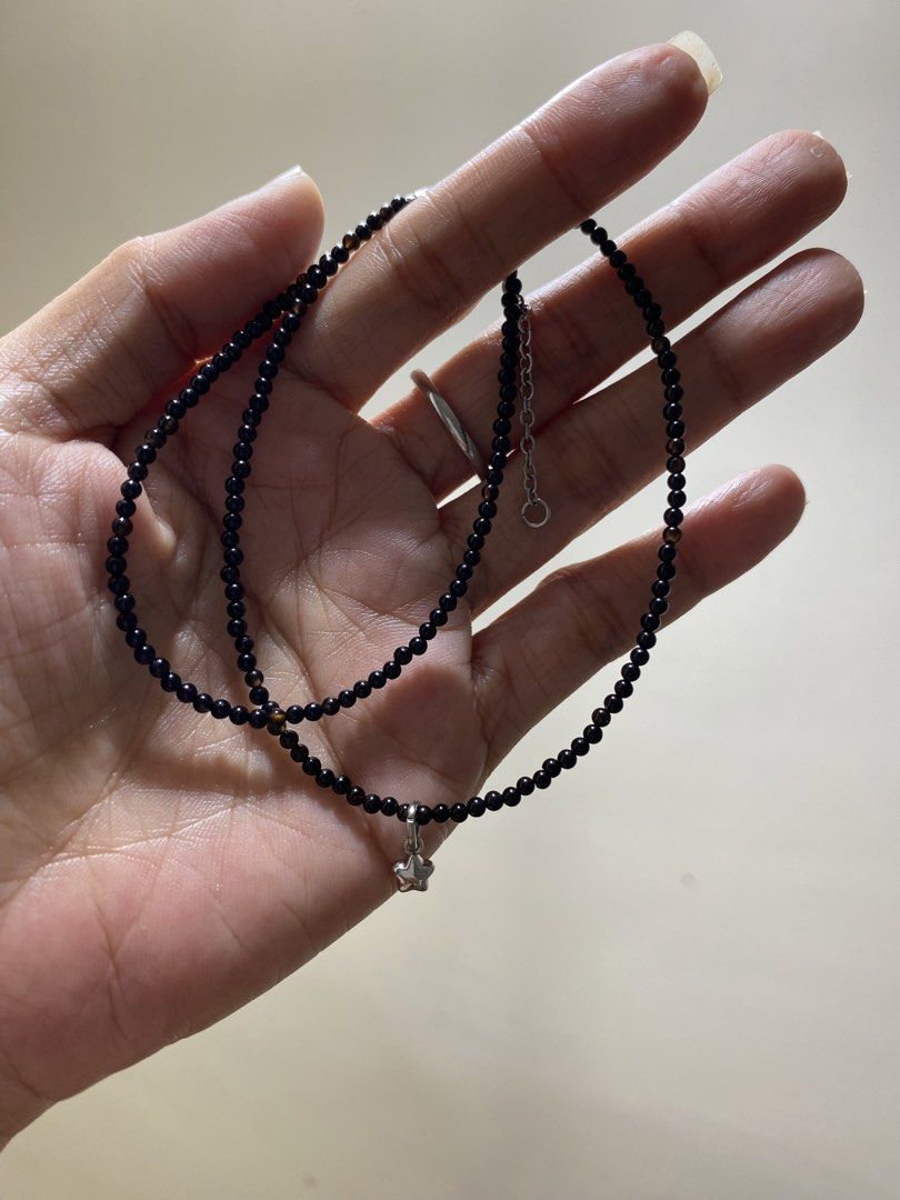 Black Onyx Necklace with Star Charm (Category: Necklaces) located in General Trias. Submitted by artycles (Listing ID 1429706931, Image 3). Description: Available for pre order‼️ Onyx Beads with Star Charm Necklace - stainless steel star charm, lock and extender - 40cm to 45cm Available charms: - Butterfly 🦋 - Heart ♥️ - Crescent 🌙 - Star ⭐️ #diynecklace #OnyxBlack #onyxstone.