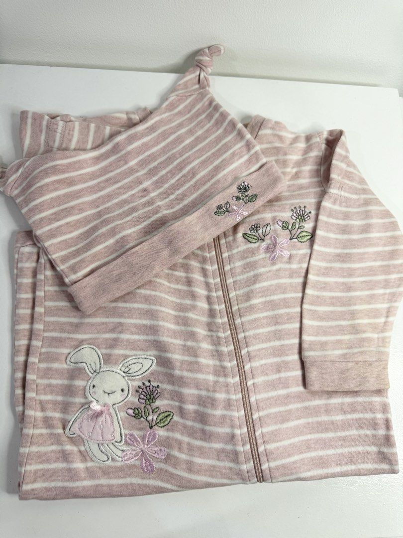 Carter's Striped Bunny Sleepsack with Hat (Category: Babies & Kids Fashion) located in Pasig City. Submitted by tinylittlestore (Listing ID 1429835720, Image 2). Description: Romper / Bodysuit With Hat Sleepwear Size 18 months .