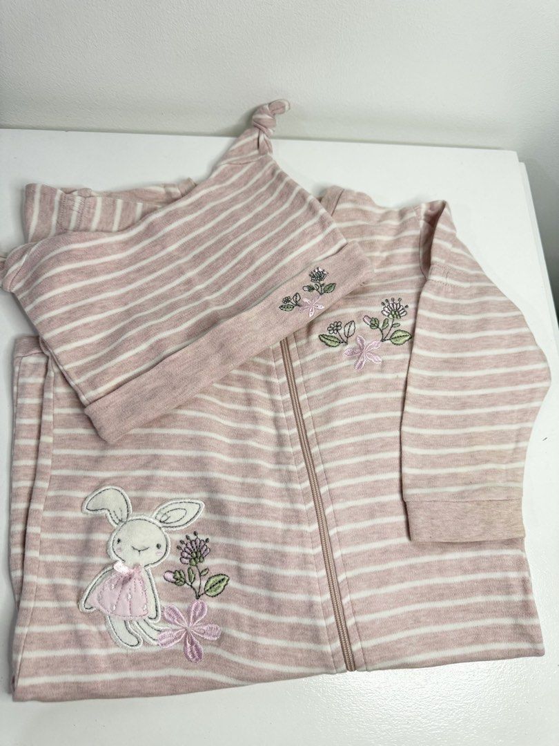 Carter's Striped Bunny Sleepsack with Hat (Category: Babies & Kids Fashion) located in Pasig City. Submitted by tinylittlestore (Listing ID 1429835720, Image 1). Description: Romper / Bodysuit With Hat Sleepwear Size 18 months .