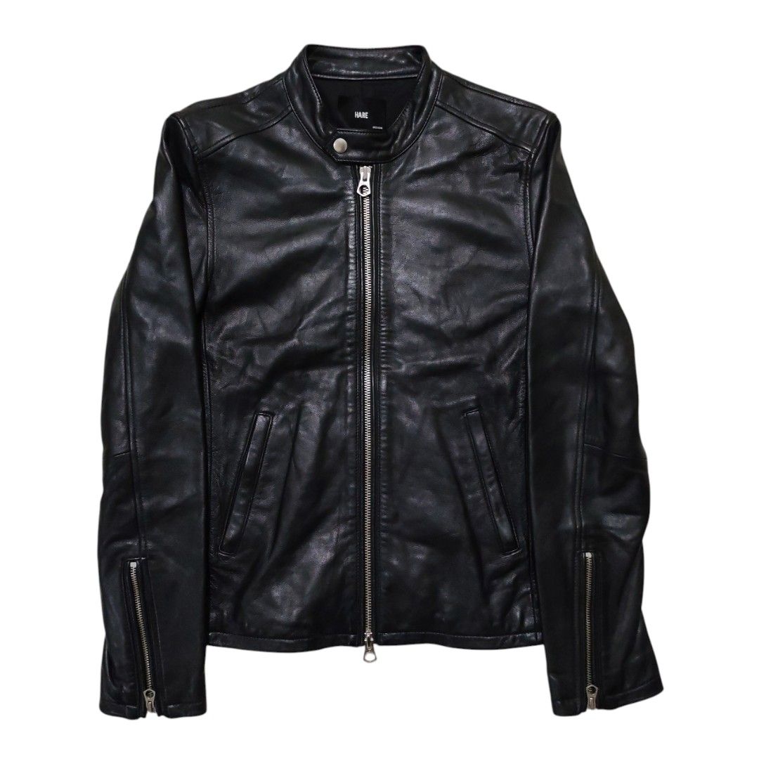 HARE RACER SHEEPSKIN LEATHER JACKET (Category: Coats, Jackets and Outerwear) located in Dinalupihan. Submitted by aizzeestuffs (Listing ID 1429787509, Image 1). Description: Length:24.5" Width:18" Shoulder:16.5" Sleeves:24.5" Color may vary due to lighting. Pm for more details. Old Money Luxury Designer. .