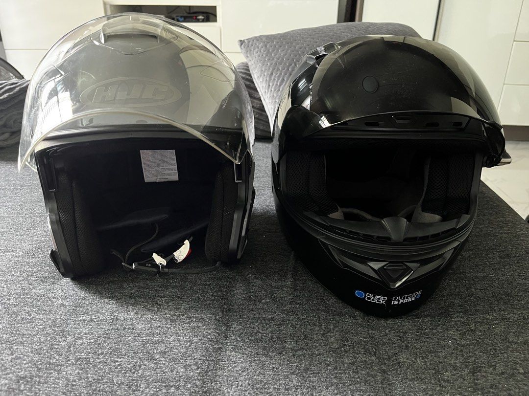 HJC and Bell Motorcycle Helmets with Sena (Category: Helmets and other Riding Gears) located in Quezon City. Submitted by jericpatawaran (Listing ID 1429719839, Image 2). Description: 1 unit Bell Qualifier DLX Full Face Helmet with Sena 10S Provision and 2nd Helmet Kit Size : Xl Visor :Smoke and Clear 1 unit HJC IS33 Half Face Helmet with Sena 10S 2nd Helmet Kit Size : XXL Visor : Dual Built in Visor 1 unit Sena 10S Bluetooth Intercom .