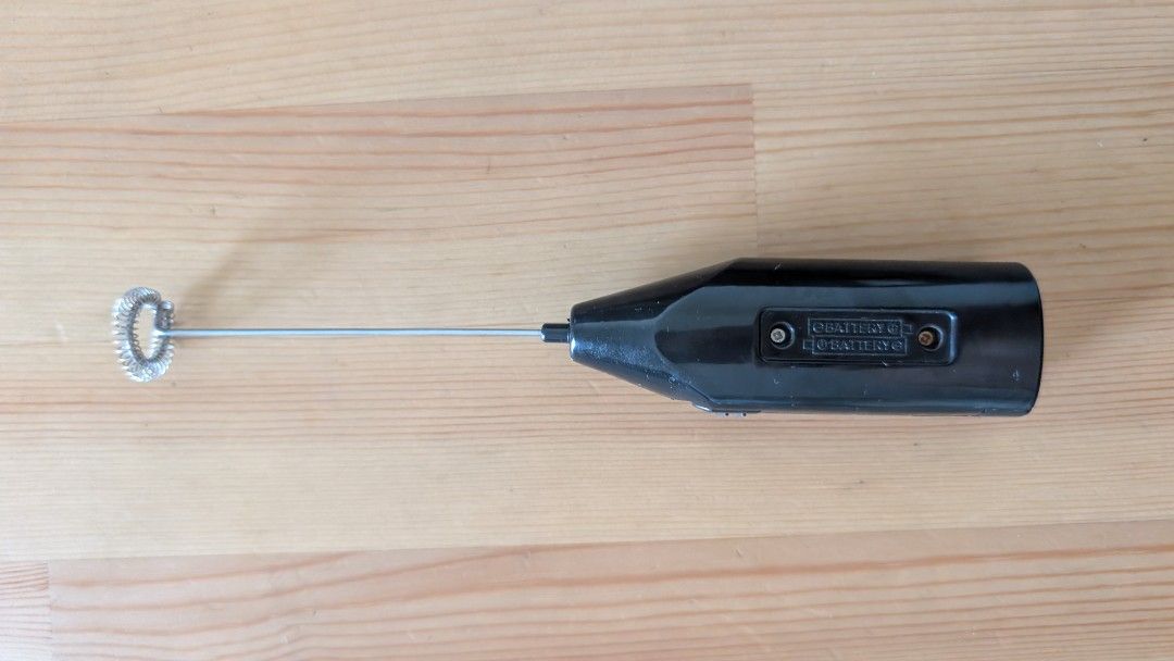 Ikea Milk Frother (Category: Coffee Machines & Makers) located in Manila. Submitted by decluttering_9917354 (Listing ID 1429731886, Image 2). Description: Handheld milk frother is black. It has a whisking head and a handle. It is suitable for frothing milk for coffee, lattes, and other beverages. It is easy to use and clean. The frother is compact and easy to store..