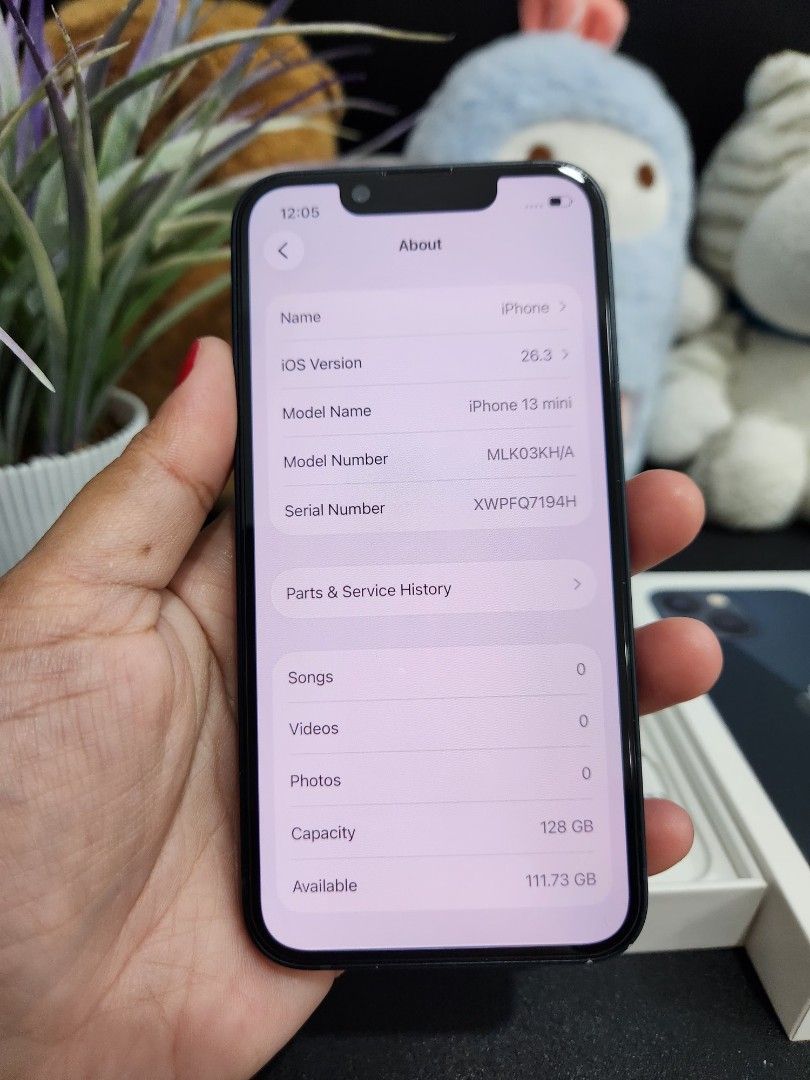 IPHONE 13 MINI 128GB 76% (Category: iPhone 13 Series) located in Mandaluyong City. Submitted by cellspaceph (Listing ID 1429699339, Image 3). Description: IPHONE 13 MINI 128GB factory unlocked 76% battery health All working Any sim issue: minimal dent Php13,500 ‼️ with box,cable no swap 📍near mrt shaw .