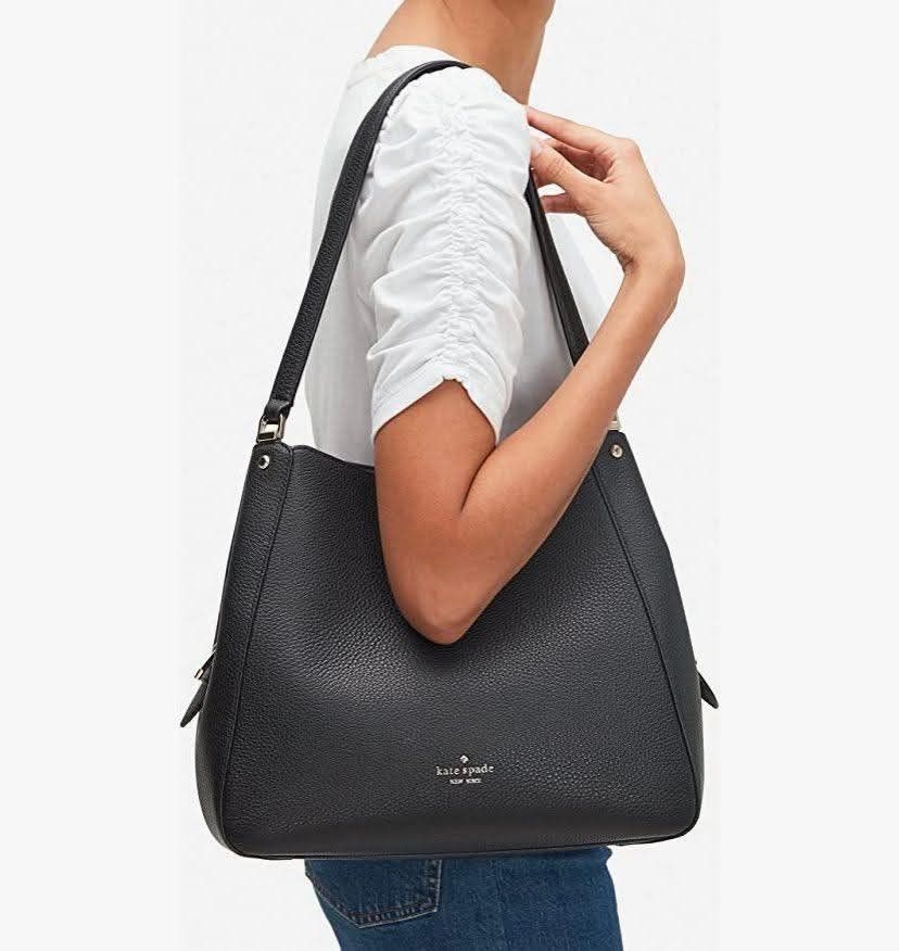 Kate Spade Black Jackson Medium Hobo (Category: Luxury Bags & Wallets) located in Antipolo. Submitted by kiyo5hi_14 (Listing ID 1429685458, Image 1). Description: ​It is a classic, minimalist design known for its soft, grainy leather and spacious "bucket" like shape. You can identify it by several key features visible in your photo: ​Key Identification Features: ​Material: Black pebbled leather (very durable and hides scratches well). ​Hardware: 