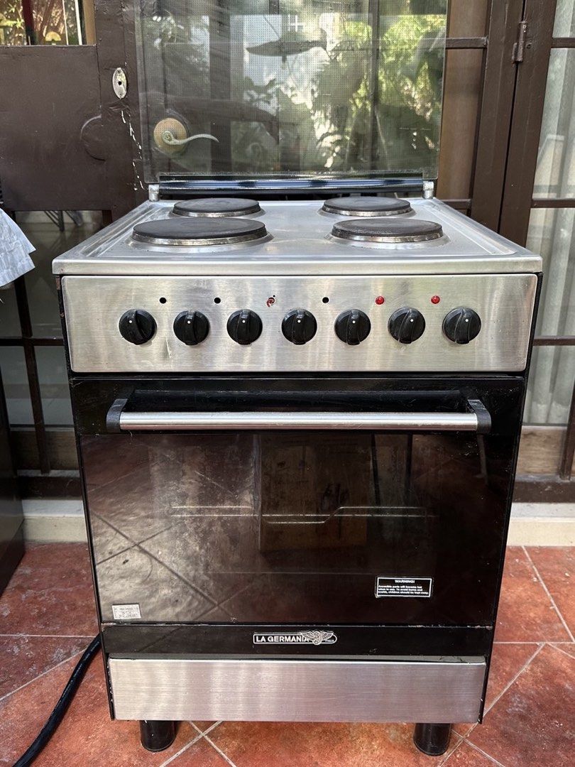 La Germania Electric Stove (Category: Cookers) located in Quezon City. Submitted by jjdoubletake (Listing ID 1429716015, Image 1). Description: GREAT CONDITION! La Germania electric cooking range 60cm width - 6004 series 4 electric burners Lighting indicators newly replaced Newly inspected!.