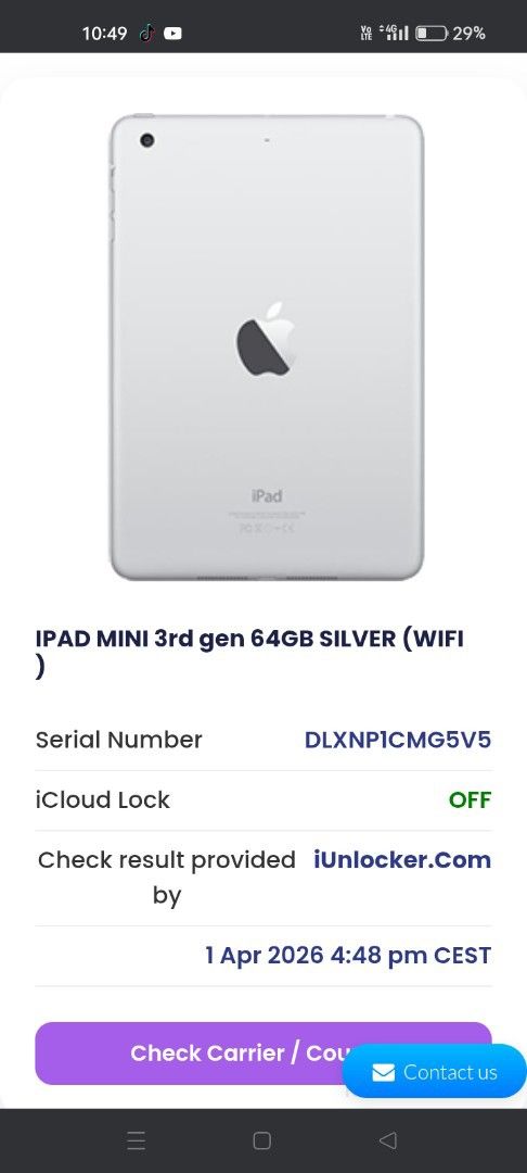 Lcd issue no icloud (Category: iPad) located in Caloocan City. Submitted by xelauy090386113 (Listing ID 1429812357, Image 1). Description: lcd issue no icloud.