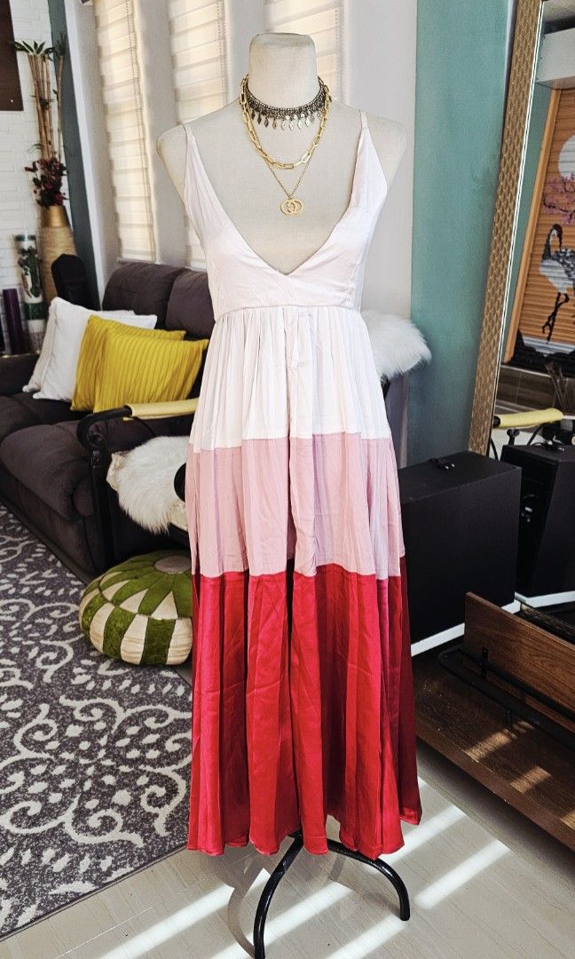 Long casual Satin dress (Category: Dresses) located in Cainta. Submitted by houseofseconds (Listing ID 1429731028, Image 1). Description: Fits Small.silky fabric with tag.Brandnew.Decluttering.